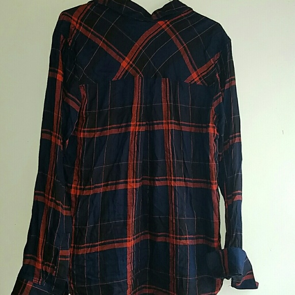 Navy &Burgundy Plaid-•Blue Rain•| ButtonUp Flannel - Picture 6 of 6